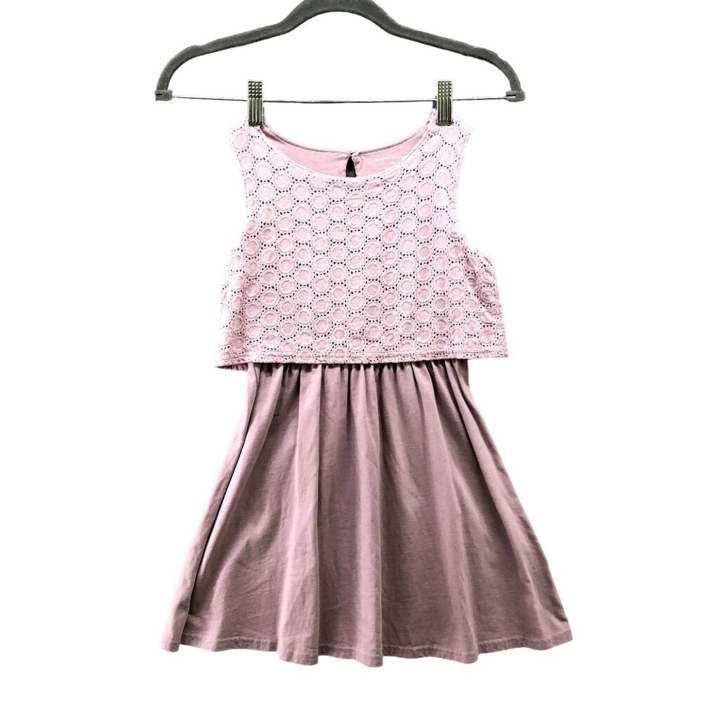 Garnet Hill Kids Girls M (6-7) Dress Sleeveless Cotton Mauve Crochet Summer‎